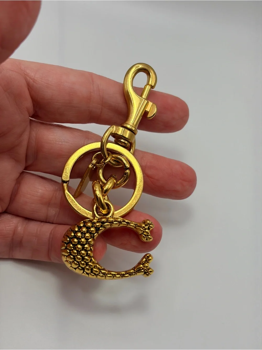 Gold Letter C Keyring Charm